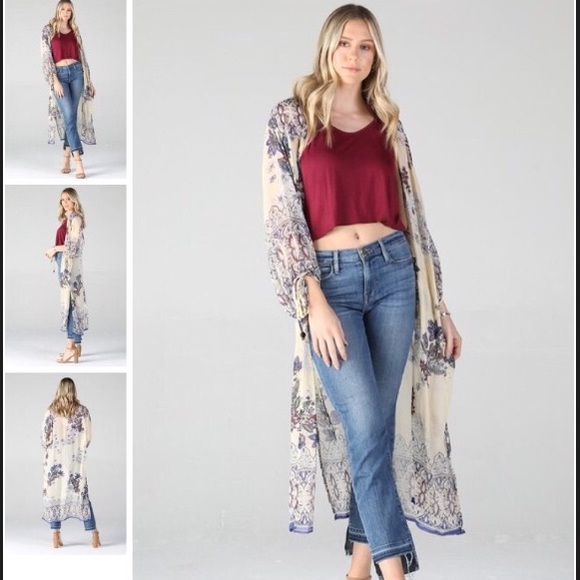SOLD!  Sheer Floral Kimono Angie Large - Picture 5 of 13